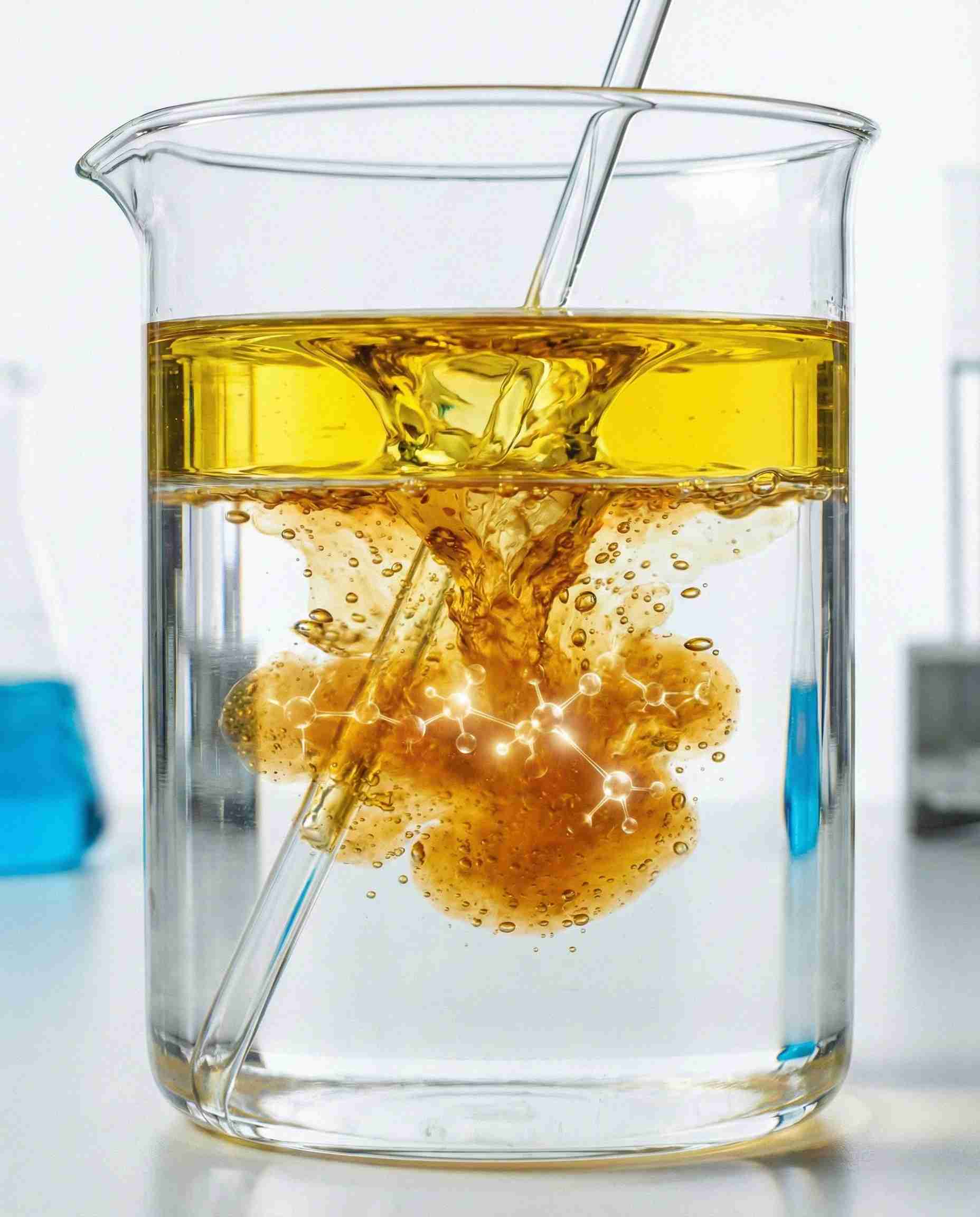Laboratory demonstration of Polysorbate 81 acting as a coupling agent to successfully mix oil and water phases.