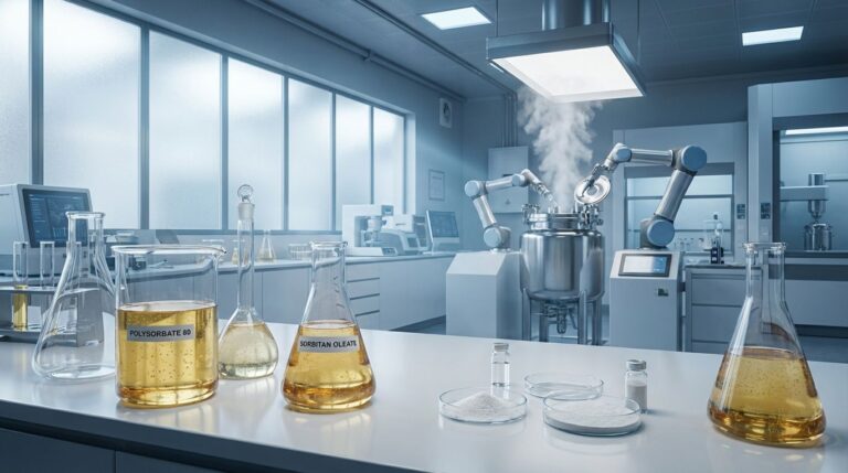 Essential guide to Polysorbate and Sorbitan Ester thermal properties with comprehensive melting point table for Tween 20, 60, 80 and Span series, industrial heating solutions for food and cosmetic emulsifier formulations