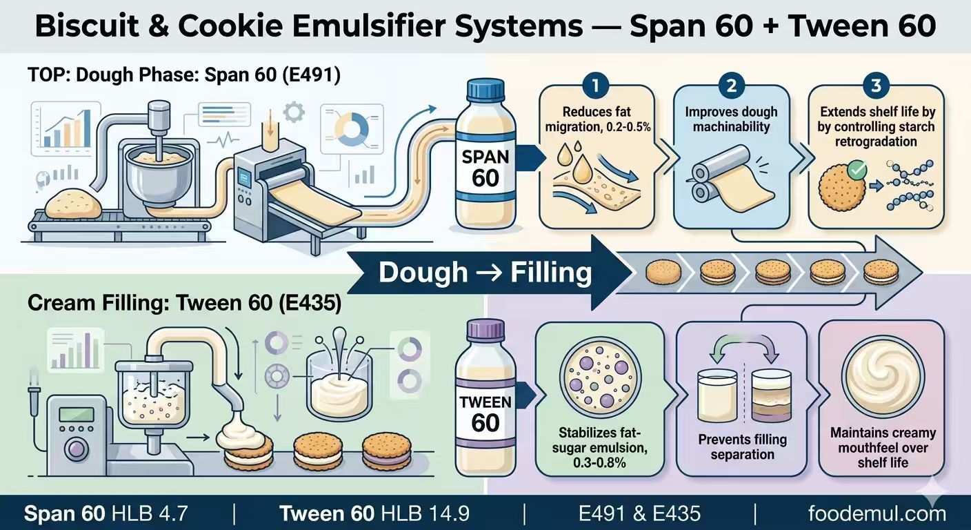 Biscuit & Cookie Emulsifier Systems — Span 60 (E491) + Tween 60 (E435)