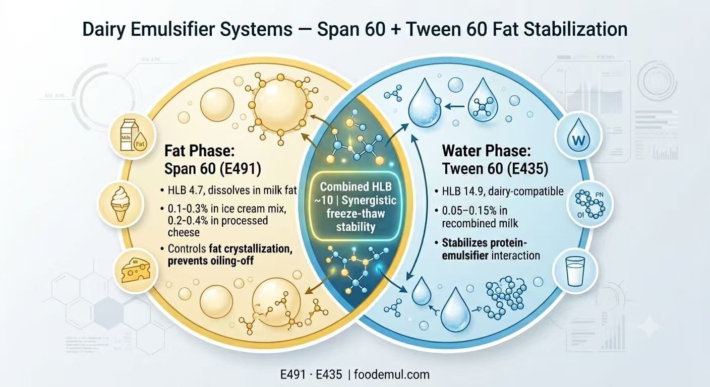 Dairy Emulsifier Systems — Span 60 (E491) + Tween 60 (E435) Fat Stabilization