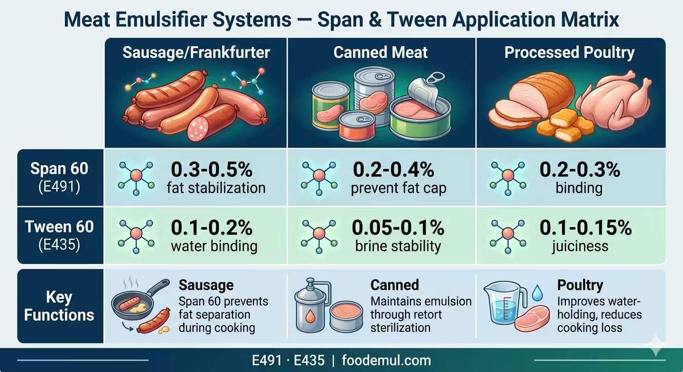 Meat Emulsifier Systems — Span & Tween Application Matrix
