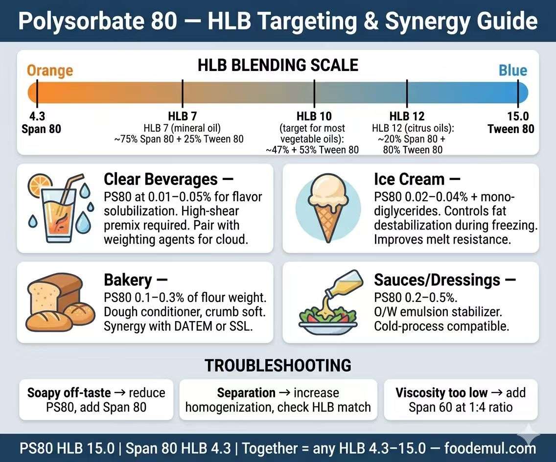 Polysorbate 80 HLB Targeting & Synergy Guide for Food Applications
