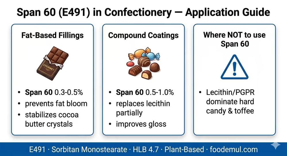 Span 60 (E491) in Confectionery — Application Guide