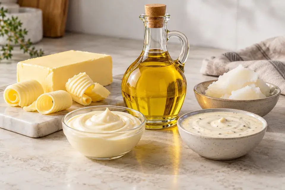 Edible oil, fats and emulsified sauces representing food emulsion applications
